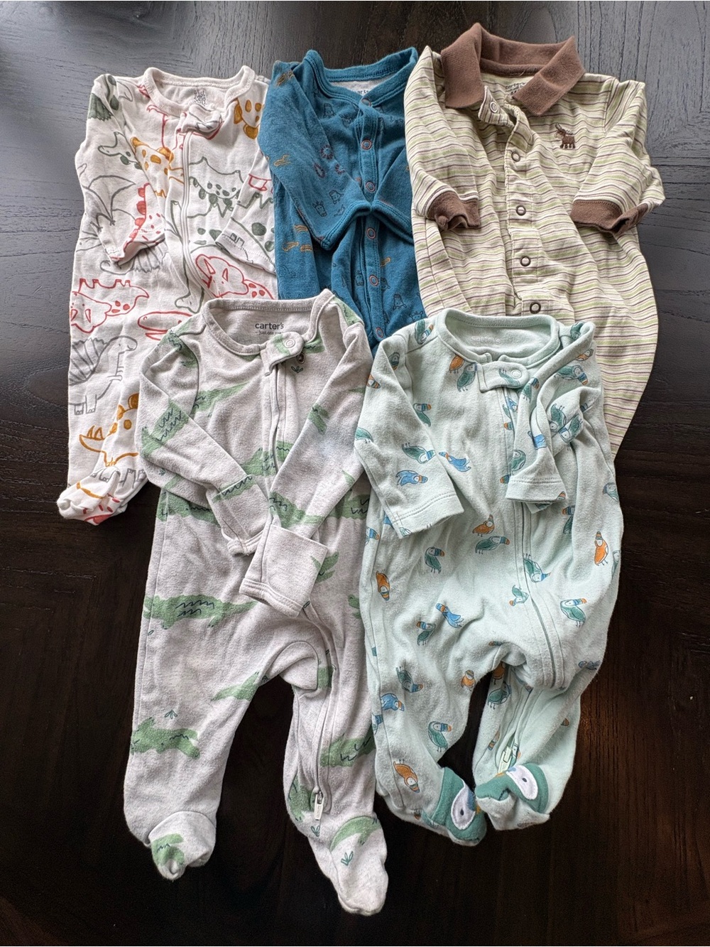 Carter’s Just One You Baby Boy 3M Sleeper Pajama Lot of 5 Dinosaurs Animal